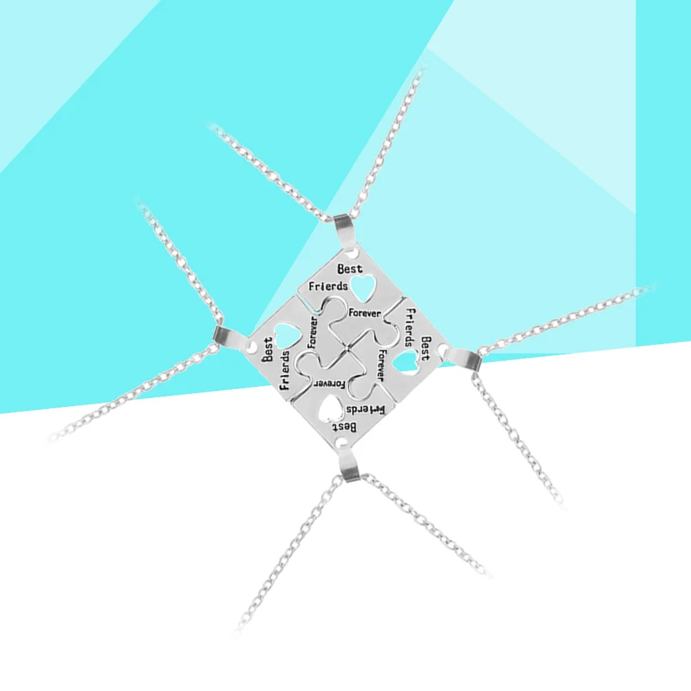 

4 Pcs Necklace Puzzle Gift Eye catching BBF Necklaces Friendship Everyday Wear Puzzle Sister for Girls