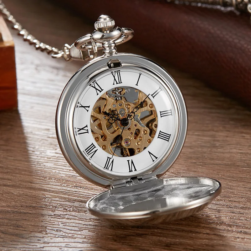 Retro Classic Badge Logo Commemorative Flip Large Dial Semi-automatic Mechanical Pocket Watch Factory Direct Sales