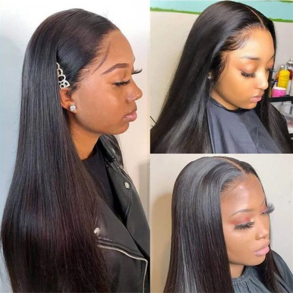 Straight Human Hair 13x4 Lace Frontal Closure Only Pre Plucked Invisible Lace Melt Skins Free Part Ear to Ear Frontal Extensions