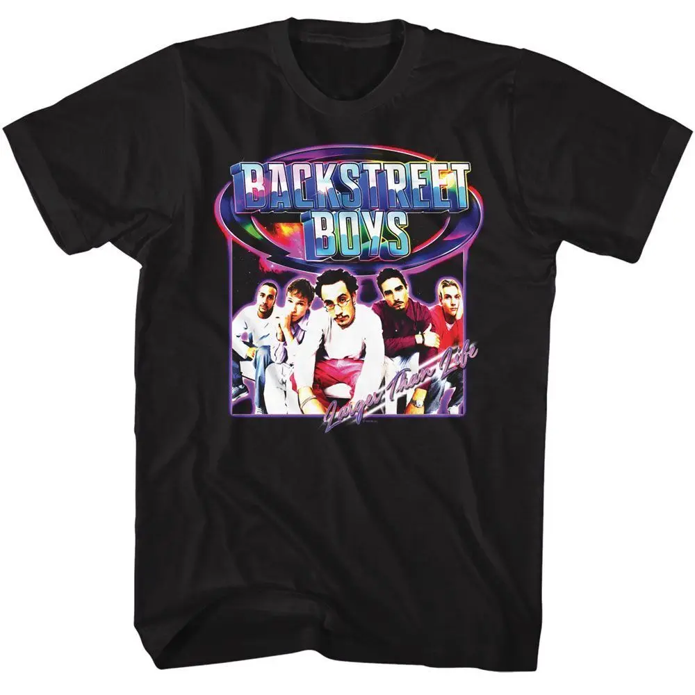 Backstreet Boys Y2K Rainbow Shine Black Adult T Shirt