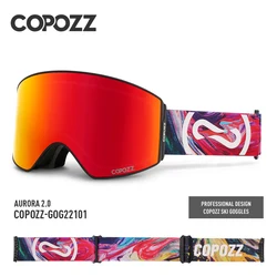 COPOZZ Magnetic Ski Goggles UV400 Protection Anti-Fog Ski Glasses Men Women Quick-Change Lens Snowboard Goggles with Two Options