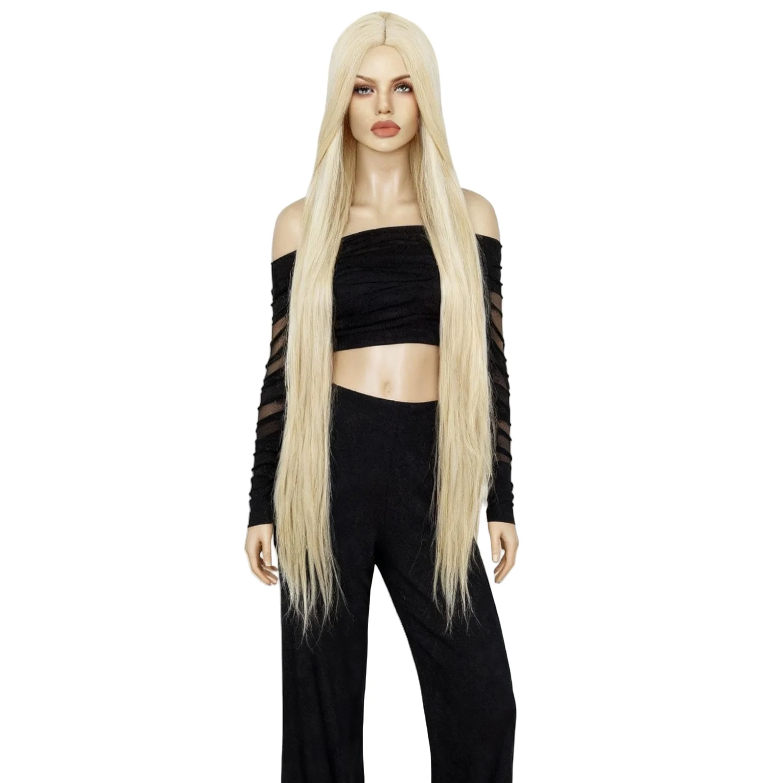 

Extra Long Blonde High Density Synthetic princess Wig - Elegant Straight Hairpiece Rose Net Cap, for Women Dress Up Wig