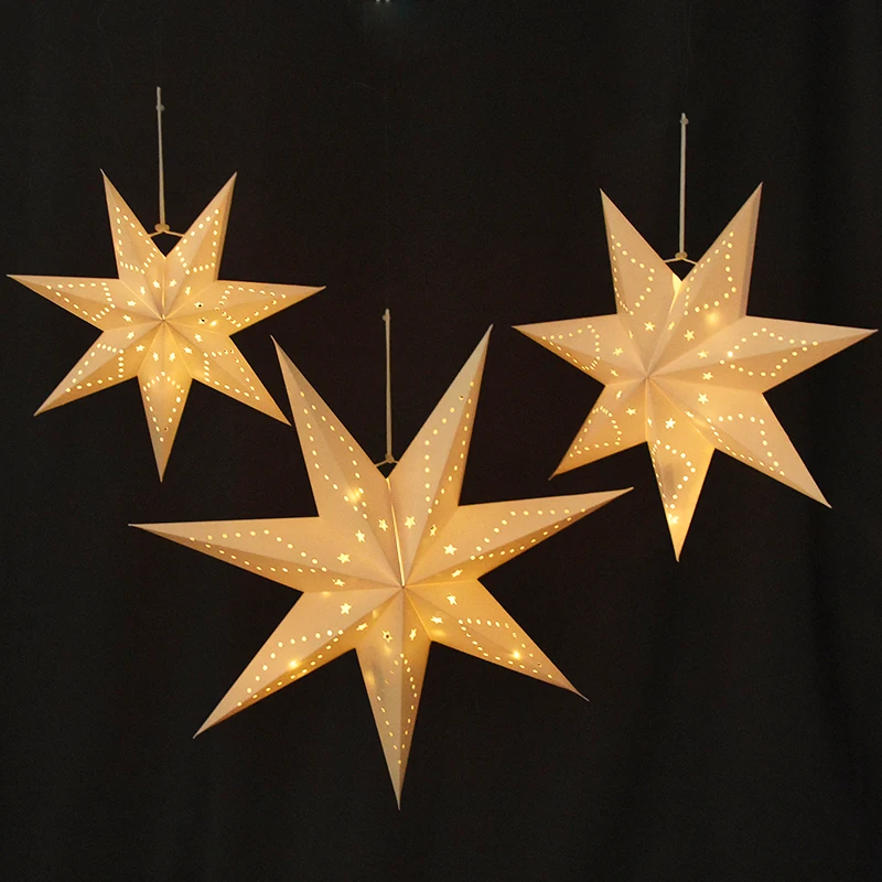 35/45/60cm Hollow Out Star Hanging Pendant Window Grille Eid Mubarak Decorative Home Party Garden DIY Paper Lantern Festive Gift