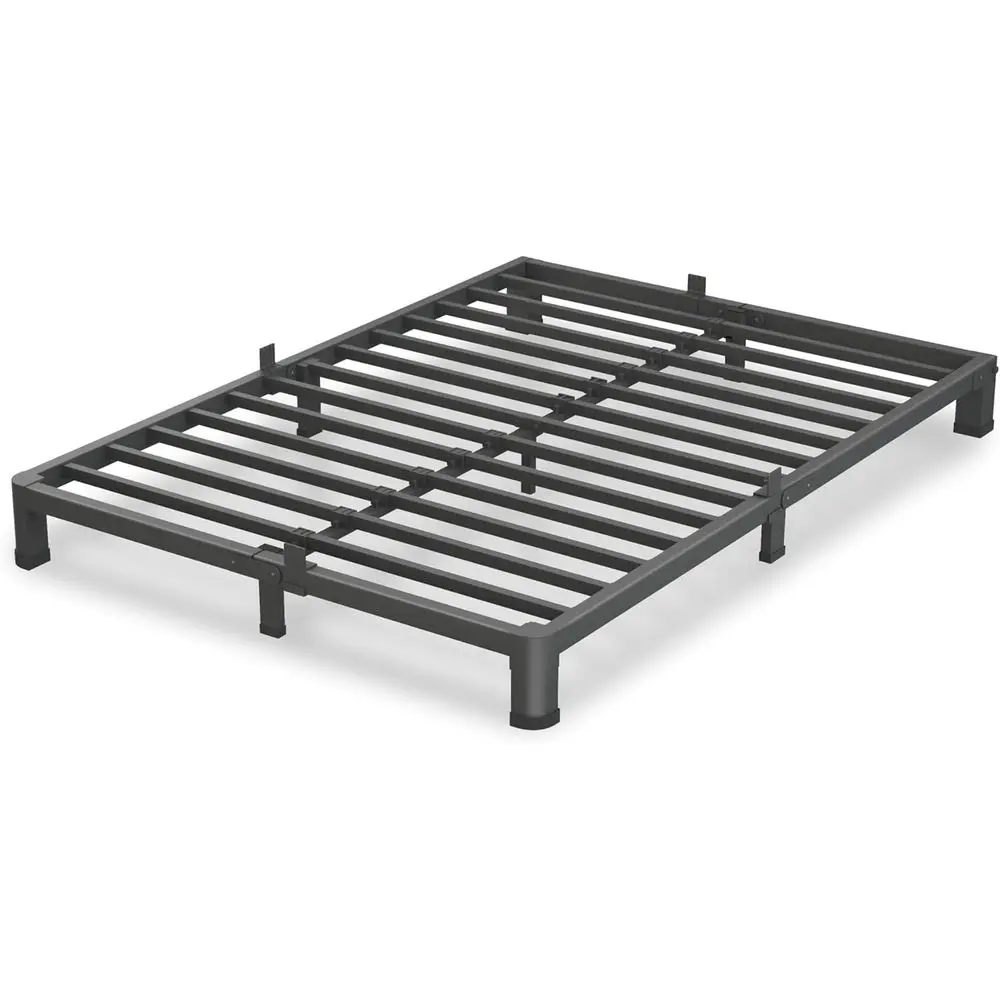 VIPSHOW 4 Inch Queen Bed e, 3500Lbs Heavy Duty Metal Platorm with Round Legs MattrSlide Stopper, Steel Slat Support No Box Sprin