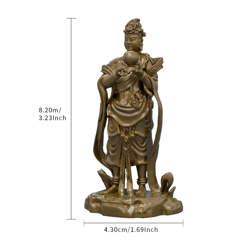 Solid Brass Candra Statue Guardian Ornament 8.2cm Zen Home Decor For Study, Tea Space Collection Craft Gift