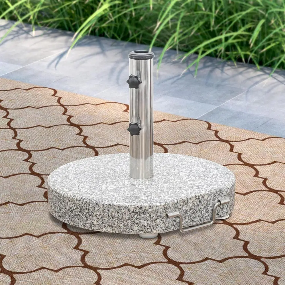 

66LBS Patio Umbrella Base Round Granite Umbrella Base with Handle and 2 Casters, Heavy Duty Stone ree Standing Umbrella Base Out