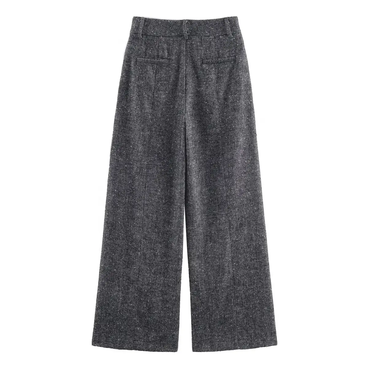 ملابس نسائية جديدة لعام 2025: بنطال عصري عالي الخصر واسع الساق على الطراز الأوروبي والأمريكي مع لمسة نهائية لامعة