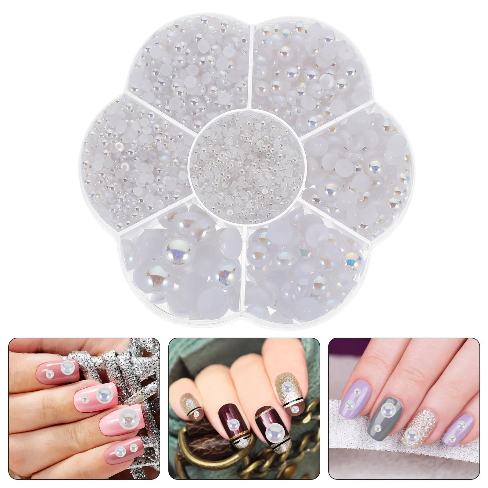 

1 коробка полукруглых имитационных жемчужин с плоским основанием для DIY-дизайна ногтей, маникюра, поделок, декора лица и тела, блестящие легкие жемчужные бусины для DIY