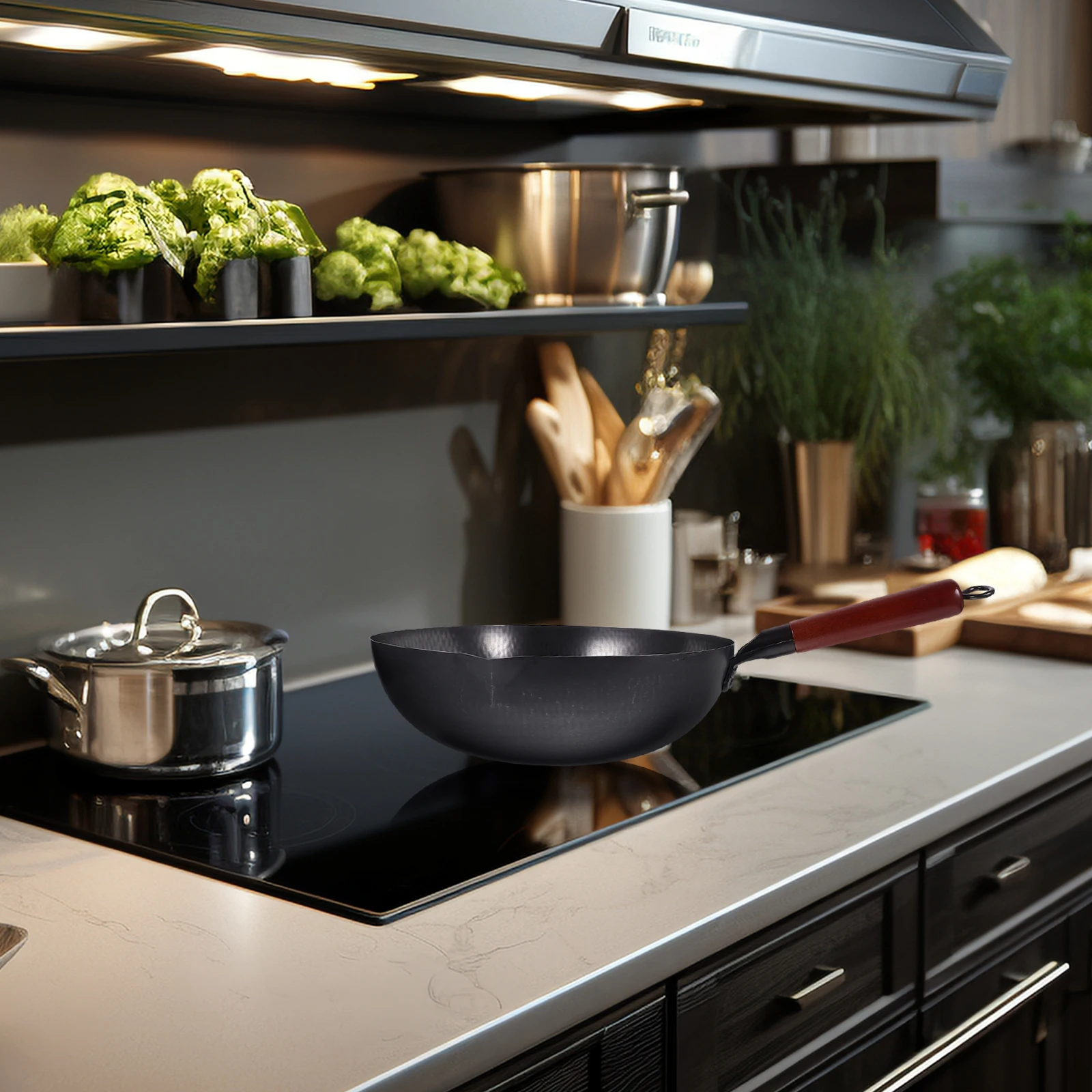 

Non Stick Iron Wok Chinese Traditional Frying Pan Large Deep Stir Fry Cookware For Gas Stove Kitchen Heavy Duty Wok Pan