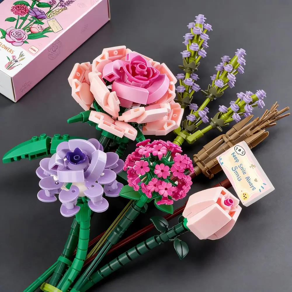 

Набор строительных блоков «Вечный букет цветов» из 393 деталей: искусственные розы из мини-кирпичиков для домашнего декора, подарок на День святого Валентина и День матери