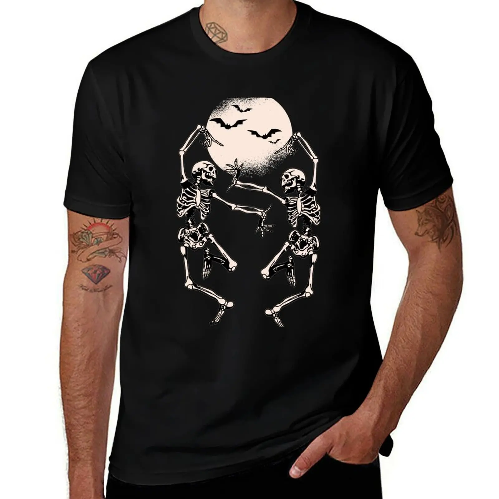 FUNNY SKELETON DANCING HALLOWEEN T-Shirt Stretch Fabric Comfort T-Shirt