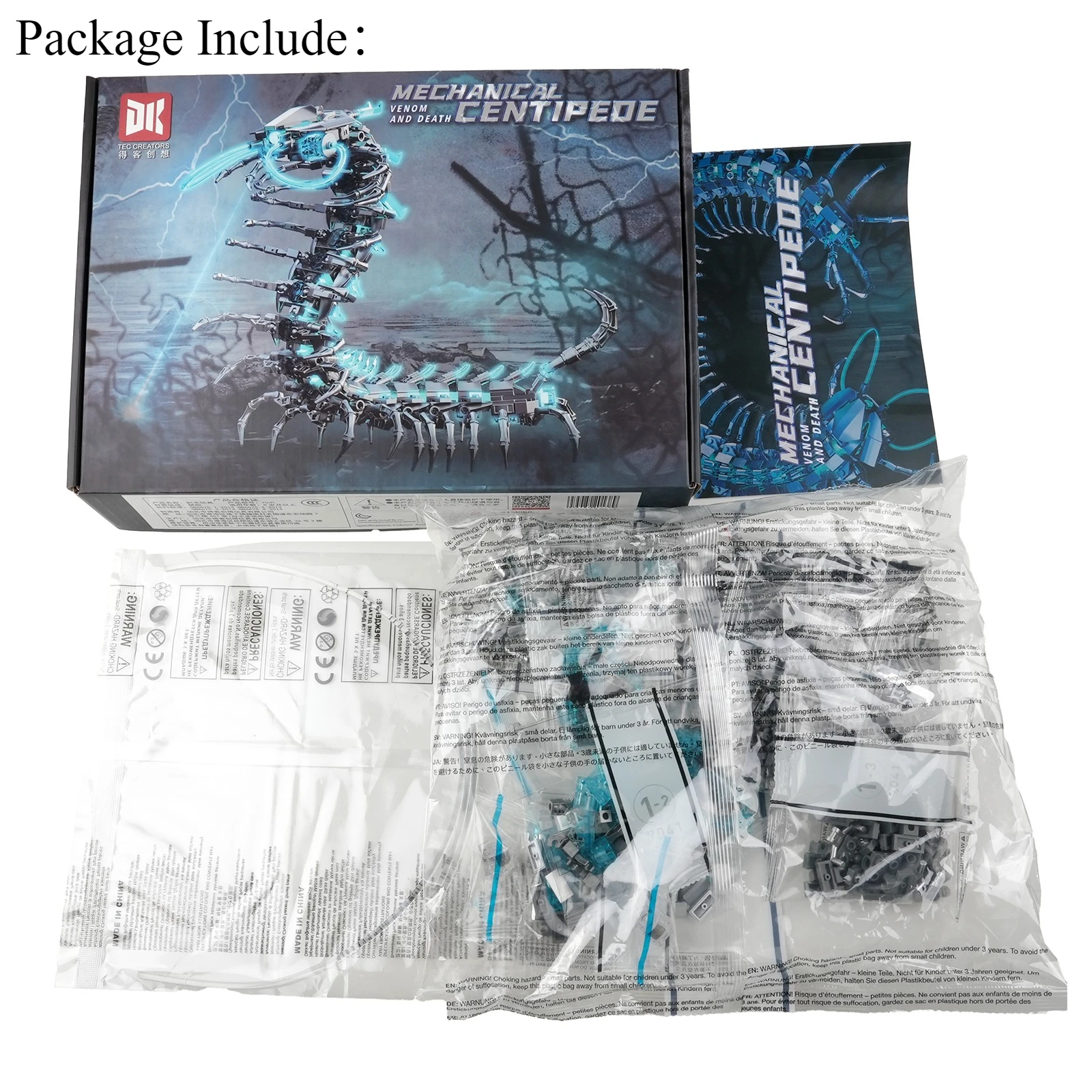 698PCS MOC Mech Centipede Mechanical Model Puzzle Building Blocks Birthday Gift Small Particle with Block Light Educatinal Toy