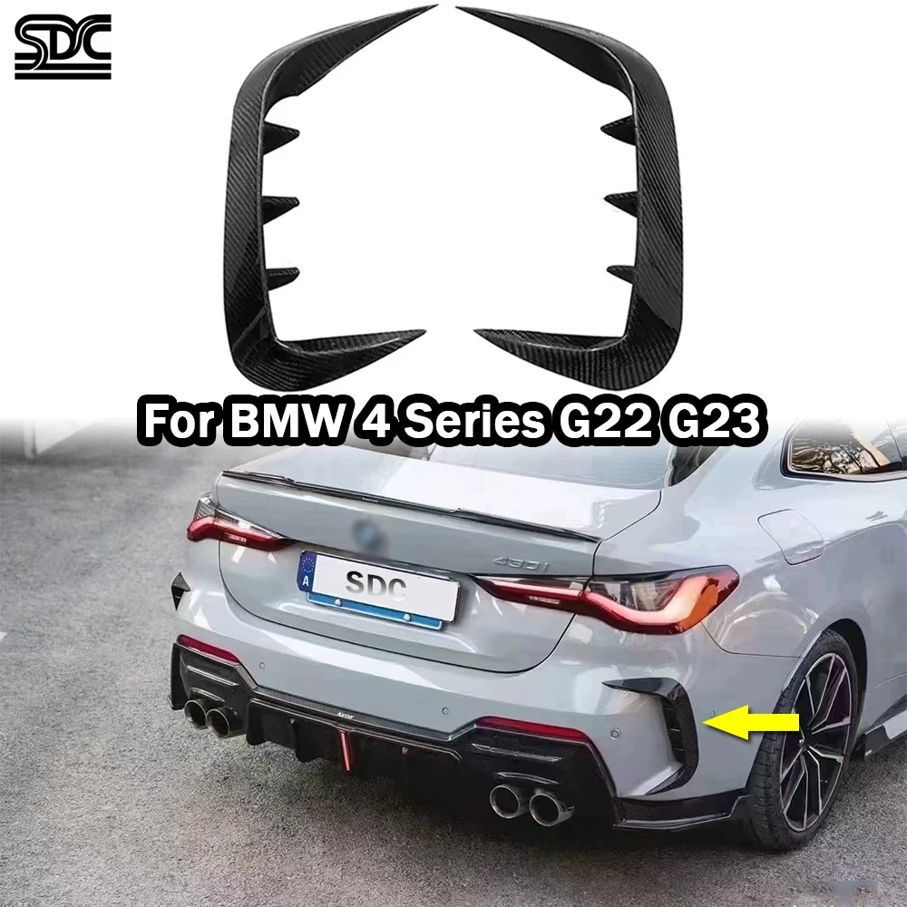

Real Carbon Fiber Rear Canards For BMW 4 Series G22 G23 430i M440i Coupe Rear Bumper Splitters Trims Glossy Black 2 Pcs/set