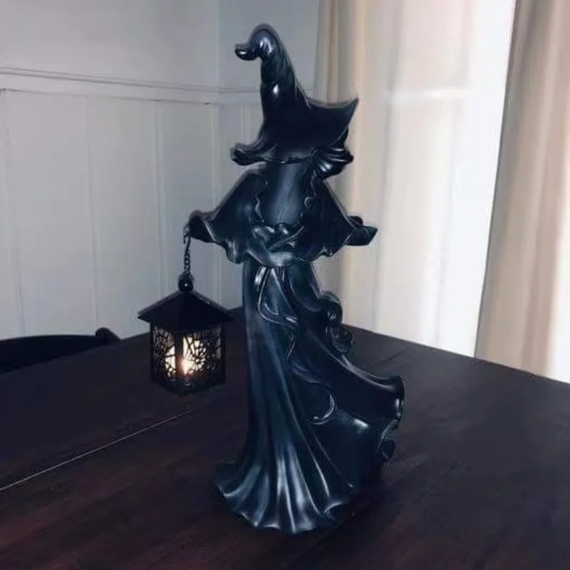 

Cross-Border New Resin Lantern with Candle Lamp Ornament Hell Messenger with Lantern Halloween Decoration