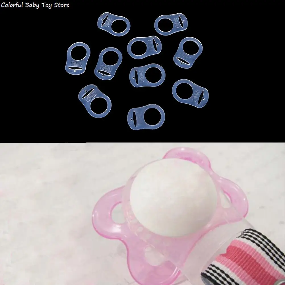 10Pcs/lot Clear Color Silicone Baby Infant Born Mam Pacifier Adapter Rings Dummy Clip Adapter Chain Pacifier Holder