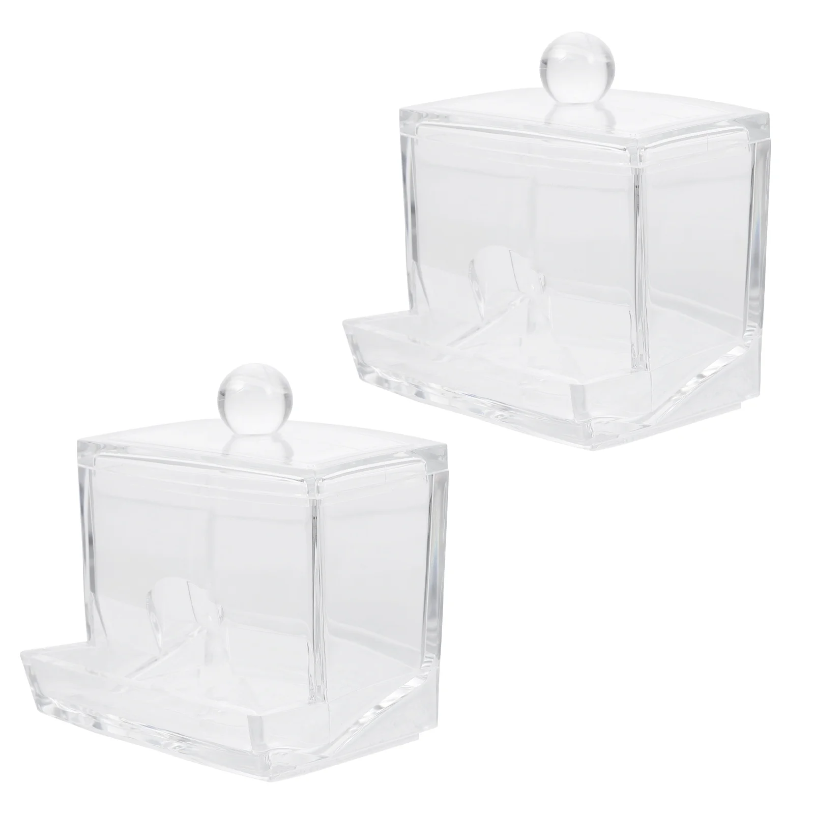 

2pcs Cotton Swab Storage Box Transparent Makeup Cotton Container Case Organizer for Dental Floss Pads Sealed Bathroom Storage