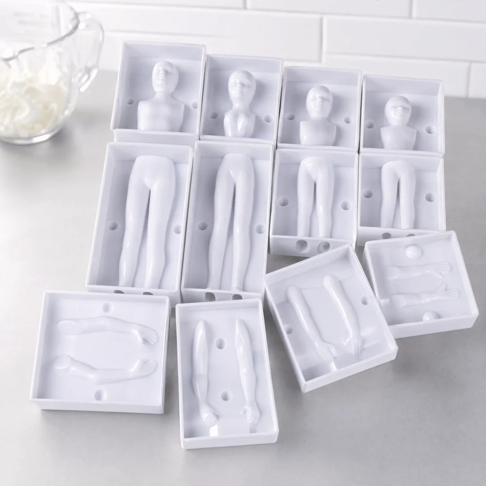4 Sets Easy To Use PP Fondant Mold Men Women Boys Girls 3D Human Body Mould Cake Figure Mold White People Shaped Mold DIY