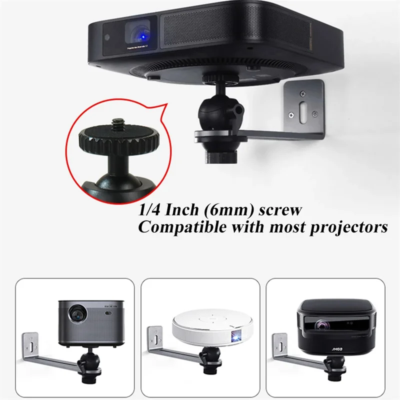 Wall Mount Projector Stand Sturdy Metal Bracket Adjustable Rotation Projector Holder Ball Head Compatible with Most Projectors