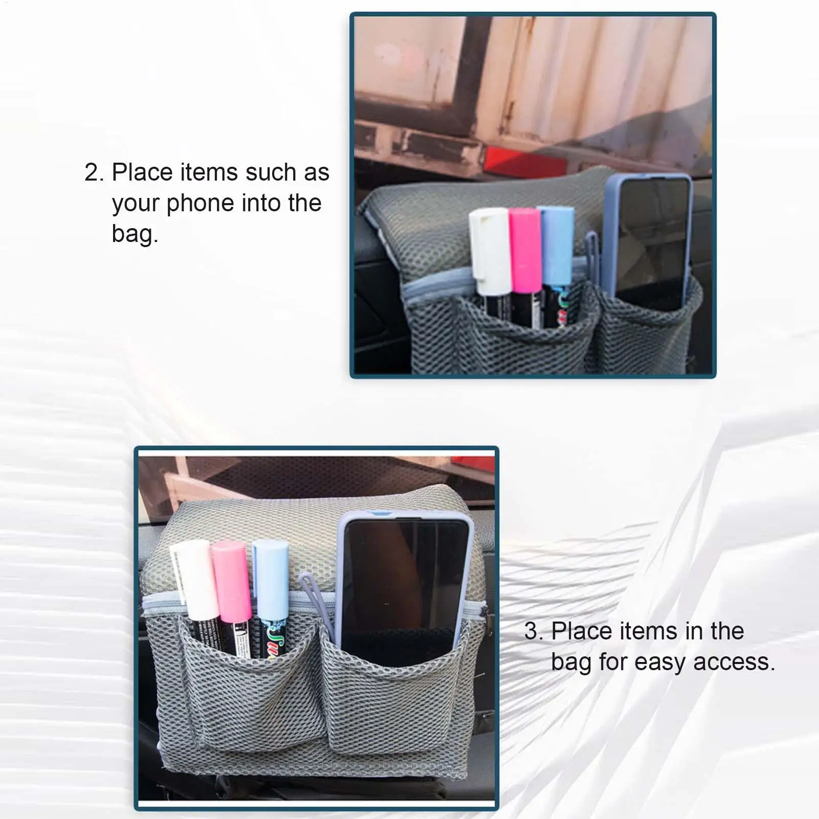 

Back Seat Storage Organizer Breathable Automotive Interior Pocket Back Seat Organizer Mesh For Phone Pen Water Bottles Snacks