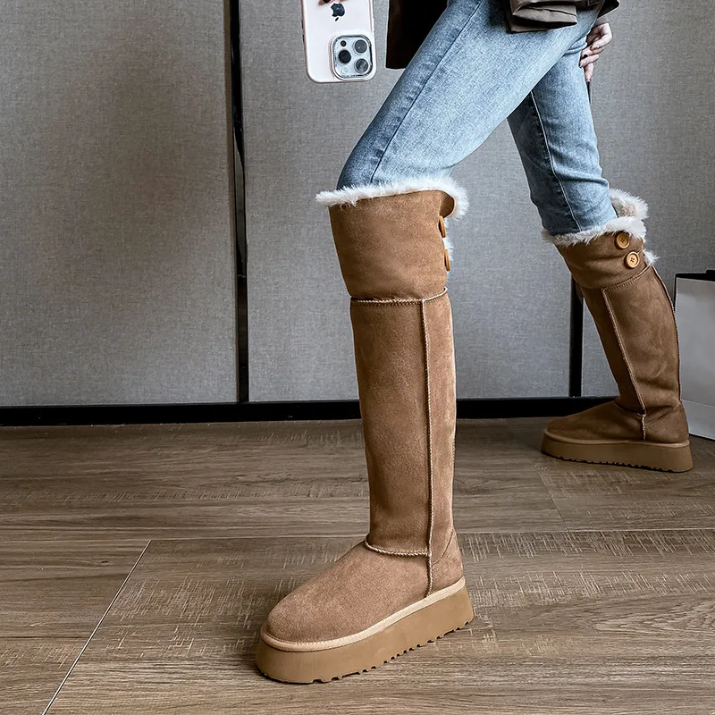 Shoes Snow Boots For Women Boots-Women Luxury Designer Round Toe Sexy Thigh High Heels High Sexy Winter Footwear Med Lolita 202