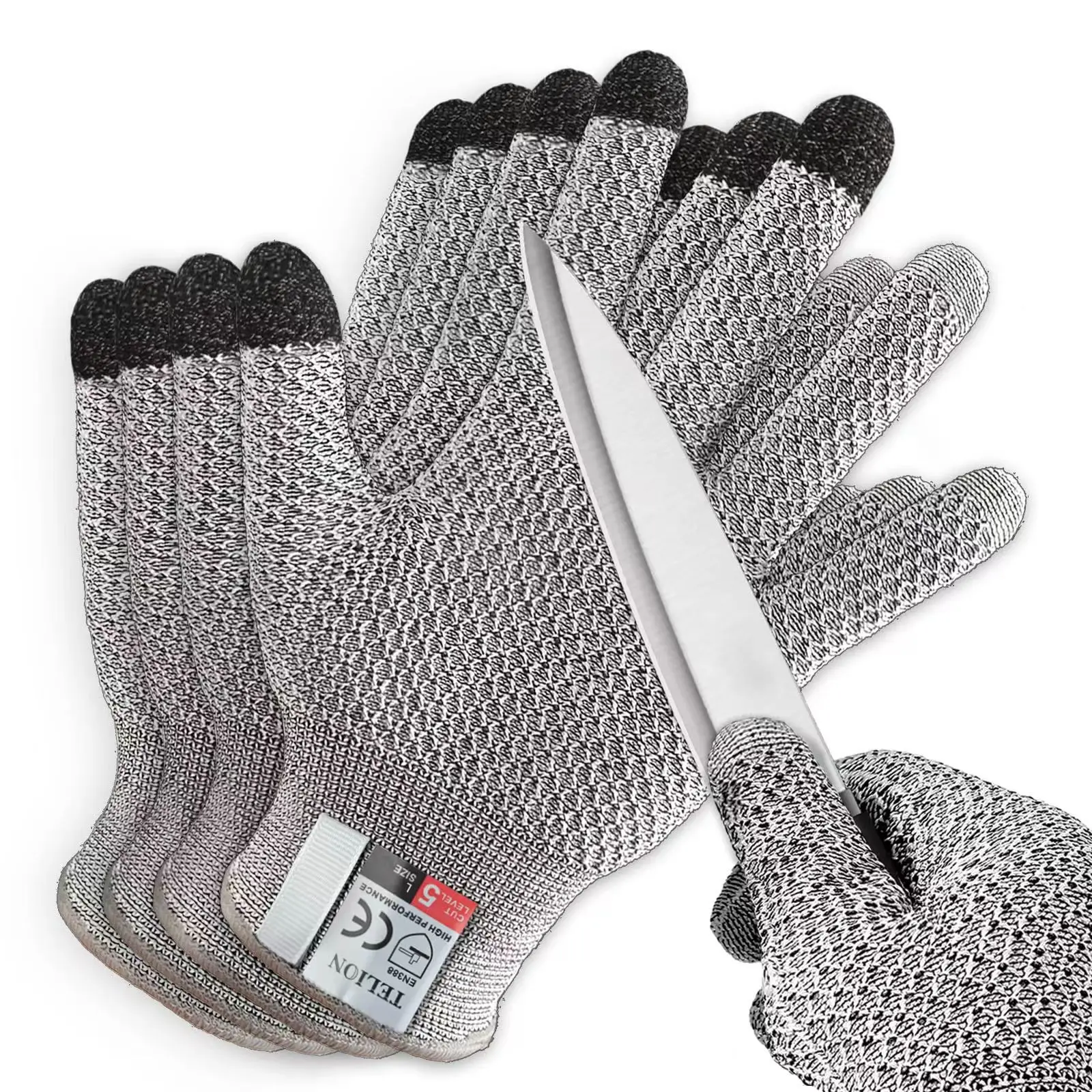 Level 5 Cut Resistant Touch Screen Gloves, Pineapple Texture Food Grade Work Gloves for Kitchen, Fish Cleaning & Butchering