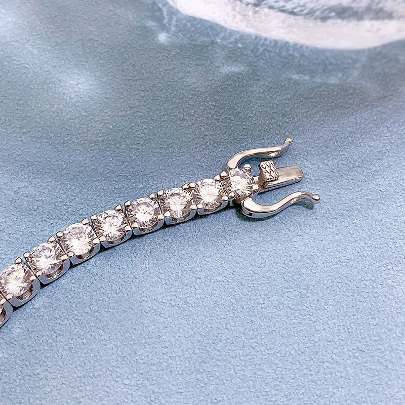 100% 925 Sterling Silver 0.4ct High Carbon Diamond Fashion Super Flash Tennis Bracelet Fine Jewelry Gift Wholesale