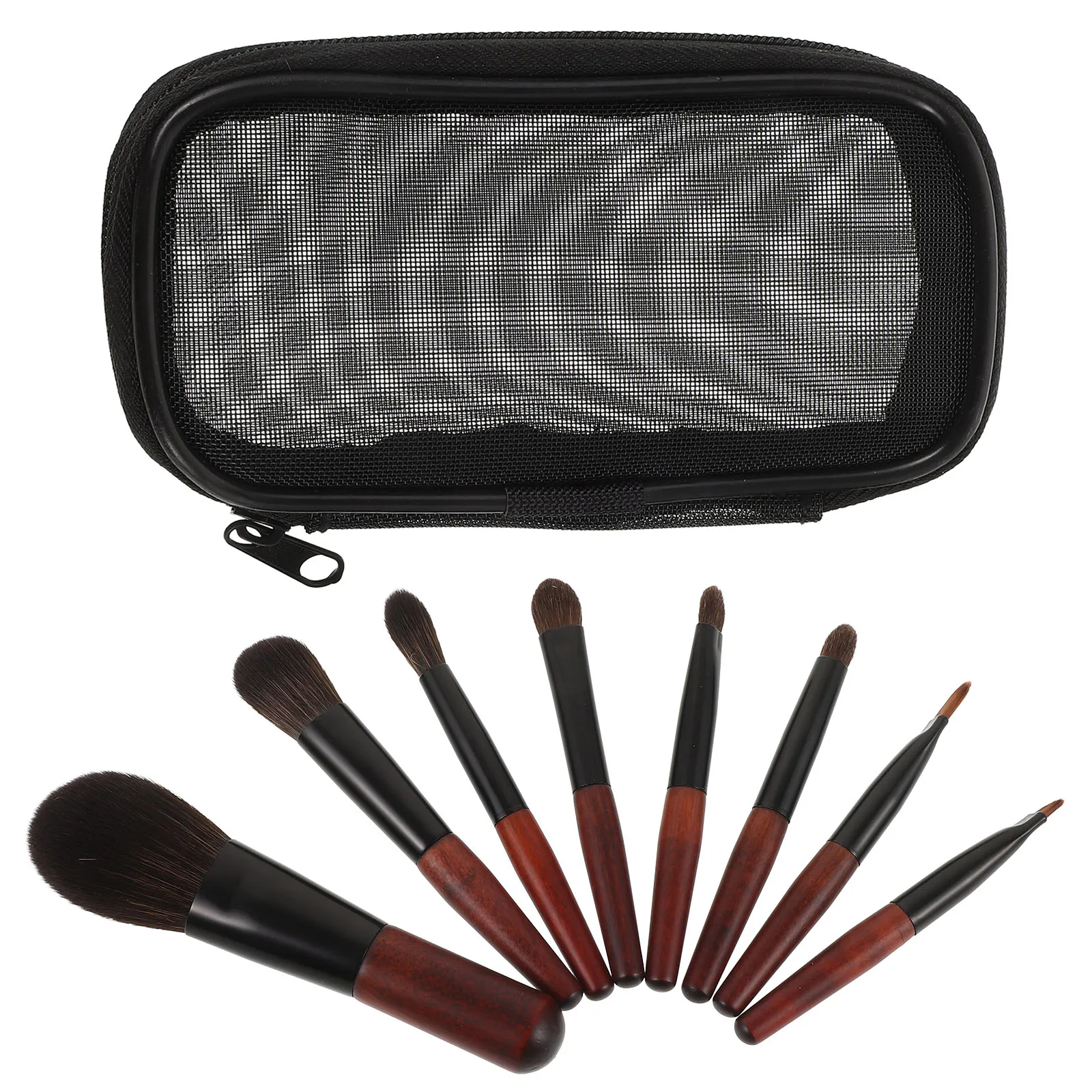 

8 Mini Portable Cosmetics Brushes Set Short Handle Animal Hair Women Eye Shadow Makeup Travel Kit Easy Clean Long Lifespan