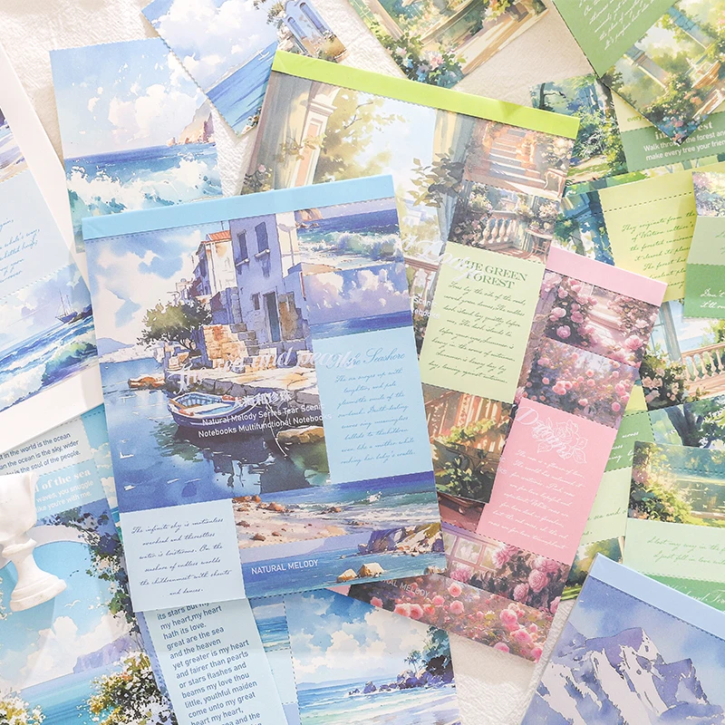 40 Sheets Landscape Art Paintings Stickers Book Aesthetic Korea Stationery supplies Cute diary Scrapbooking Planner Journaling