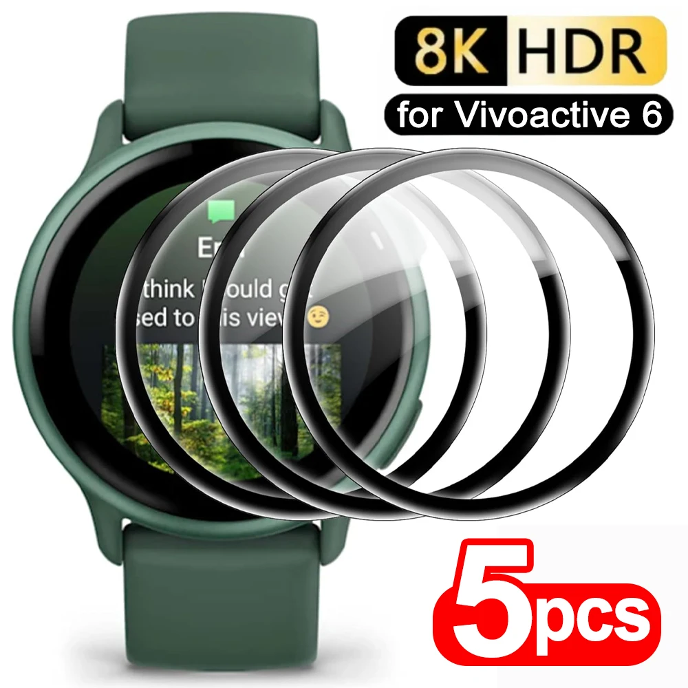 Flexible Screen Protectors for Garmin Vivoactive 6 3D Curved Edge Smartwatch Film Anti-Scratch Protective Cover for Vivoactive 6