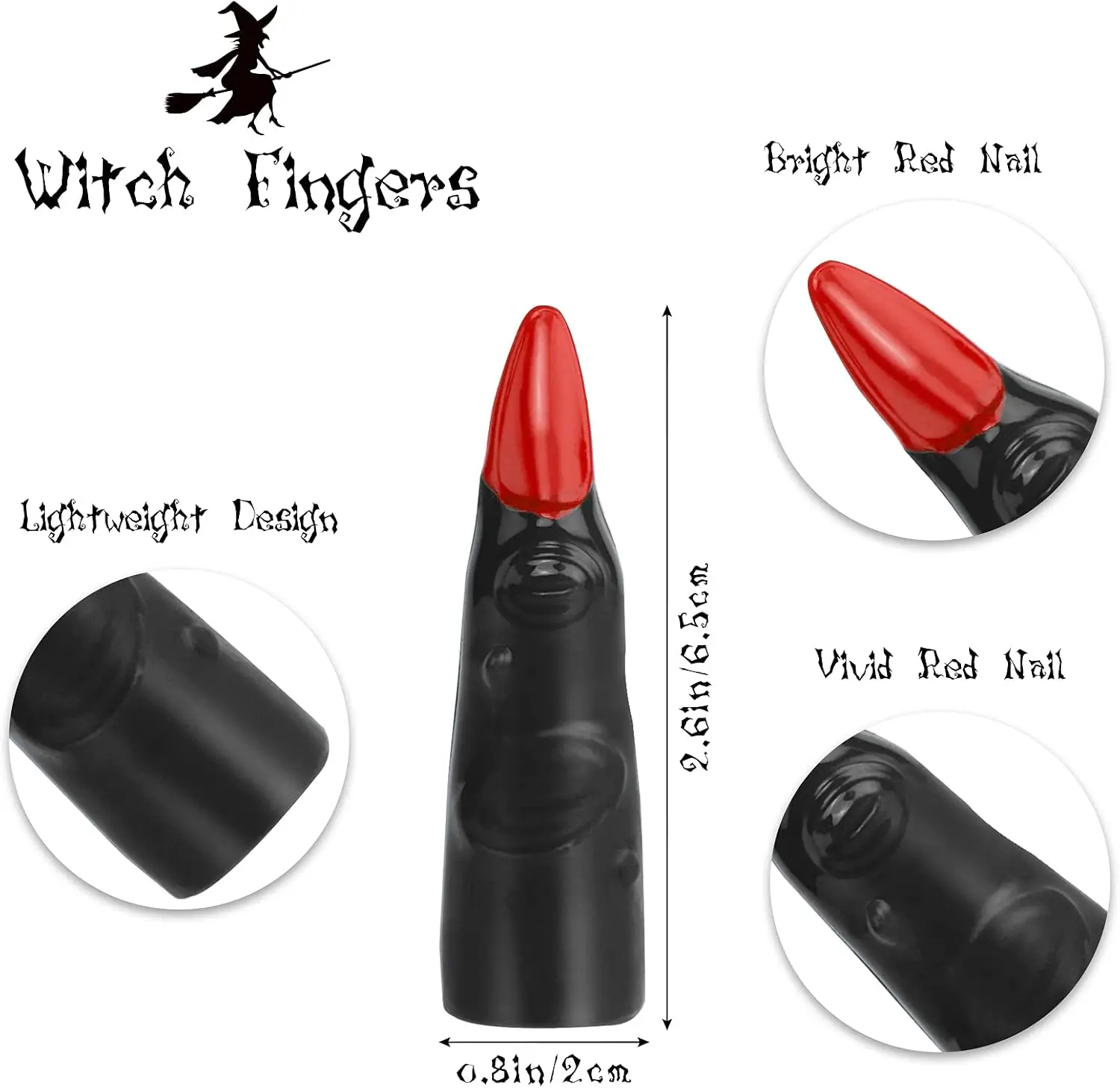 10pcs Halloween Witch Fingers Colorful Finger Pointers for Reading Cosplay Finger Tips Halloween Witch Costume Accessory Decor