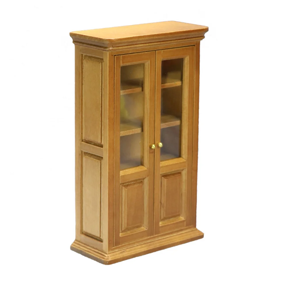 1Pcs Mini Vertical Bookcase Maroon High Quality Micro Scene Cabinet for Study Room DIY Crafts Mini Vertical Bookcase