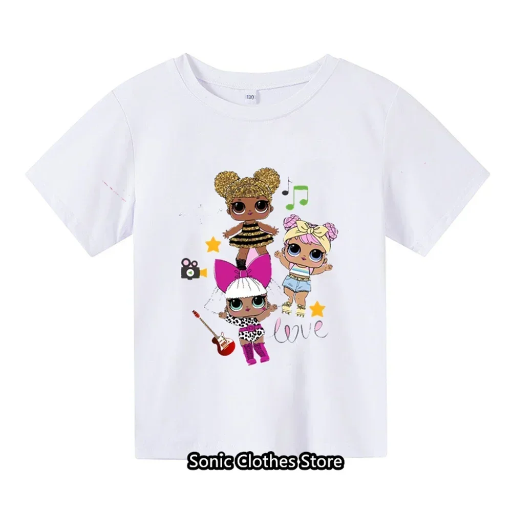 2024 Cartoon Anime Printed T-shirt for Girls Aged 3-14 Summer Children\'s Fashion Casual Children\'s T-shirt