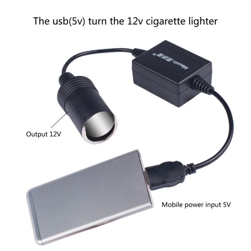 Adaptador USB 5V a 12V, USB macho a 12V, toma encendedor coche, alimentación