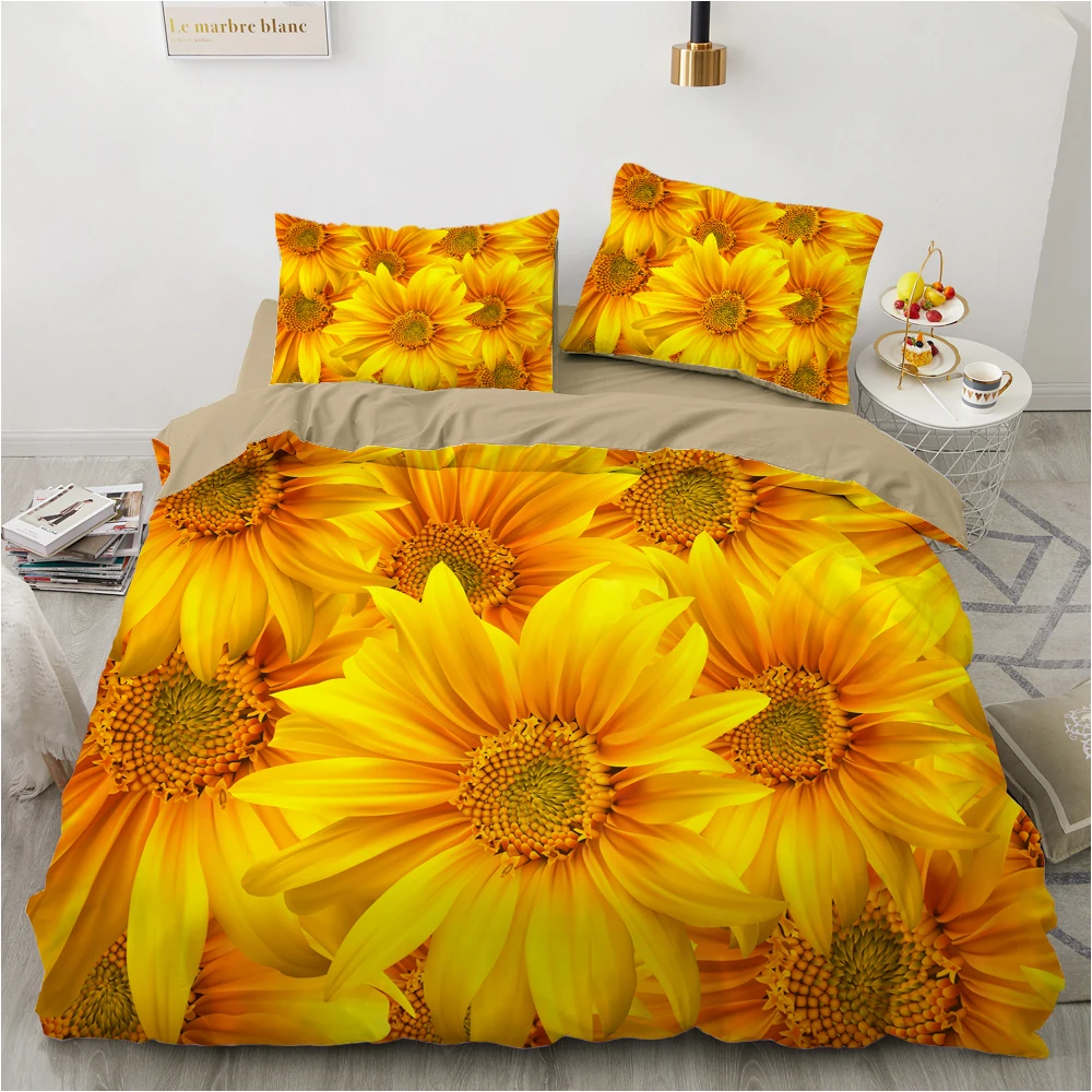 3D Sun Flower Sky Duvet cover Quilt Comfortable Case Bedding Set 135x200 140x200 140x210 150x200 220x240 200x220 200X220CM