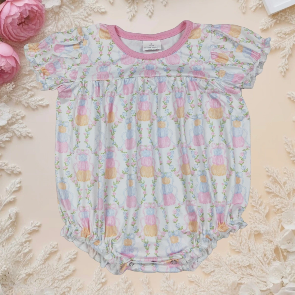 

Summer Newborn Romper Toddler Baby Girl Overalls Casual Short Sleeve Ruffles Pumpkins Bows Print Jumpsuit Fashion Infant Clothes