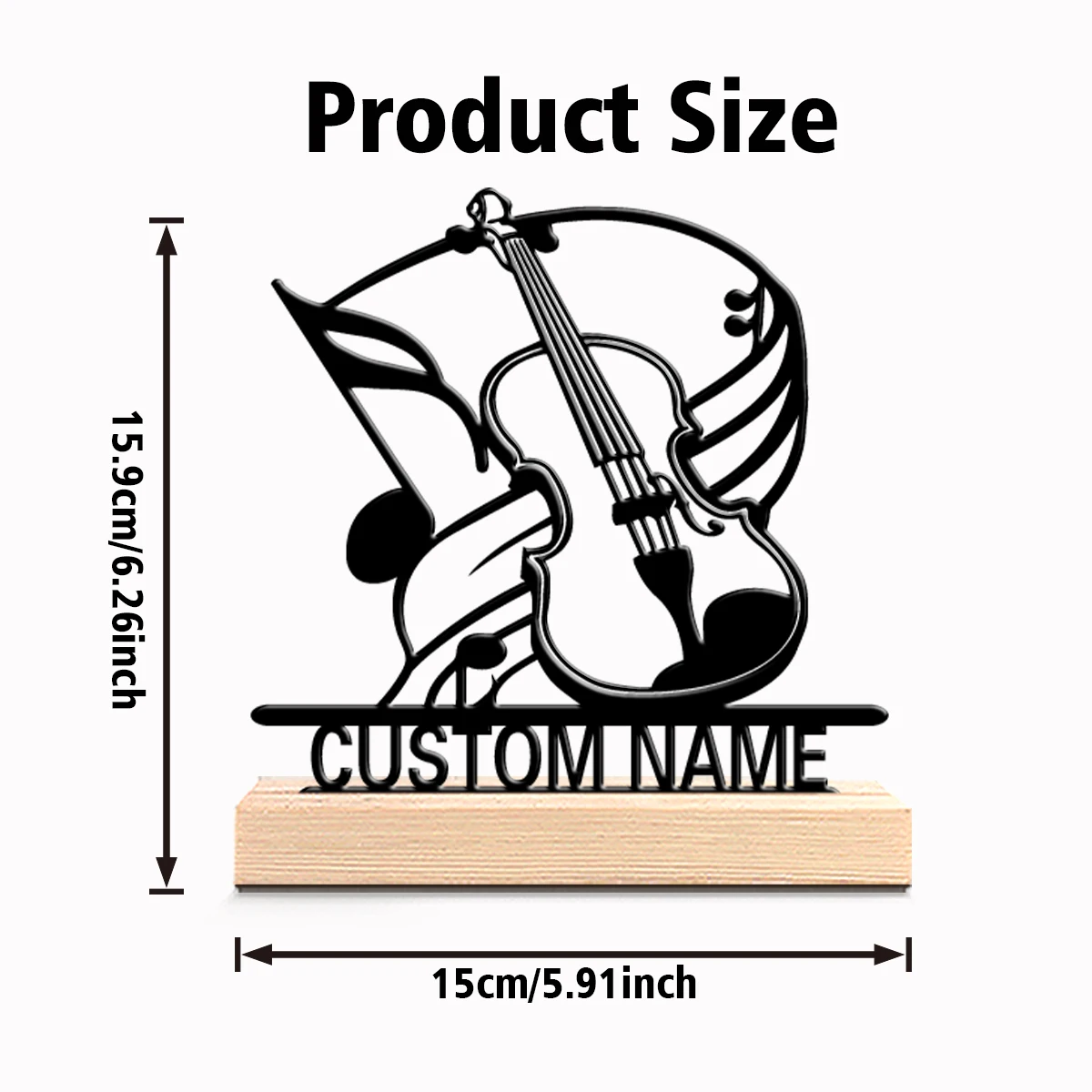 1pc Stylish Personalized Custom The Image Of A Woman Playing The Violin Metal Statues Metal Art With Wooden Base Perfect For Mus