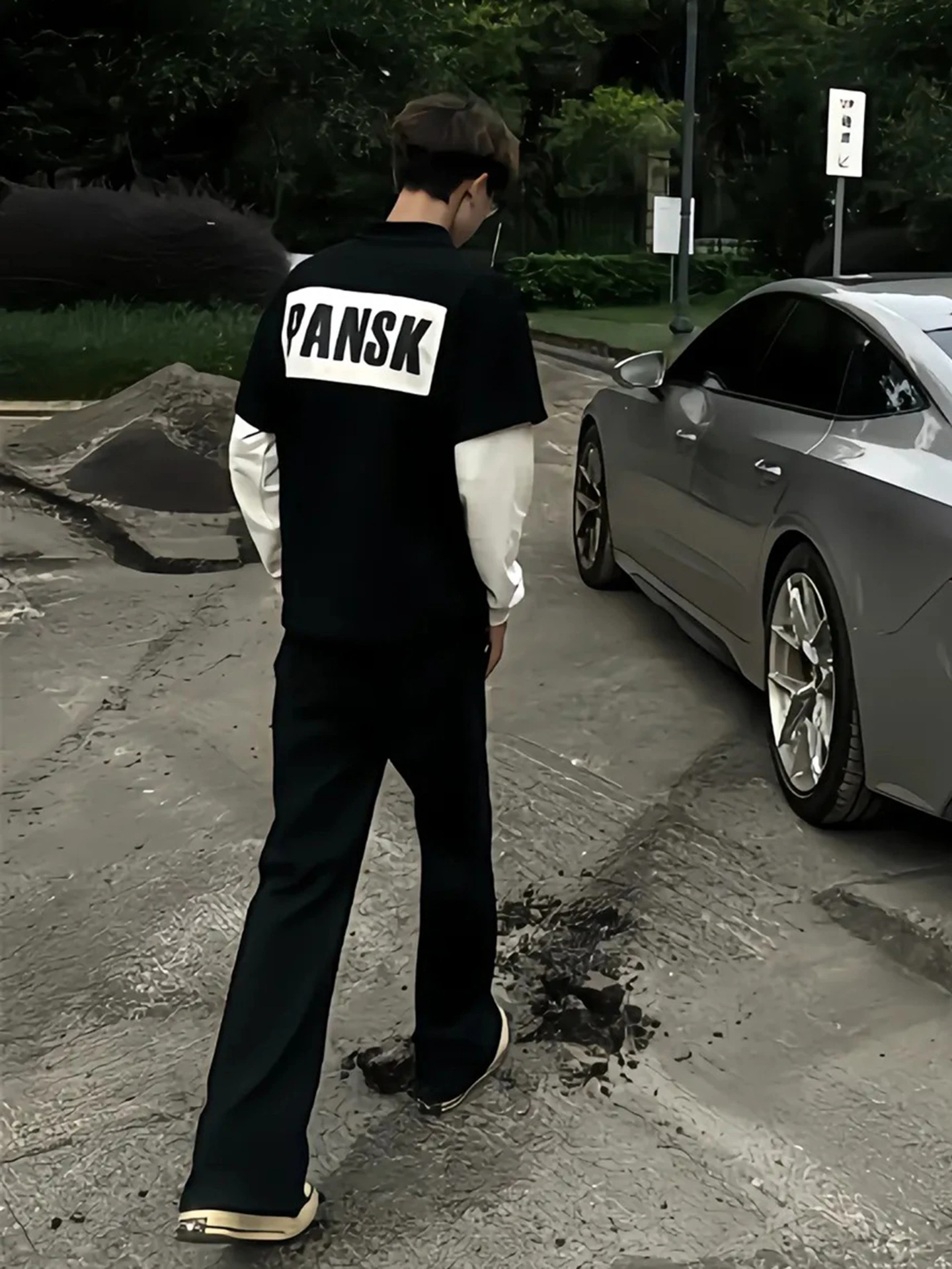 

American Sle Loose Fit Straight Leg Bla Jeans Men's Early Autumn Vintage Long Leggings Faionable And Haome