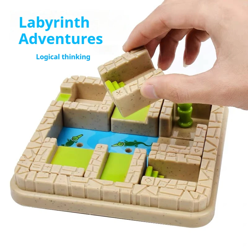 Maze Adventure Tabletop Game, Spatial logic Crocodile Hu Rong Dao, Puzzle-Solving Game, Space Logic, Children's Toy, Gift