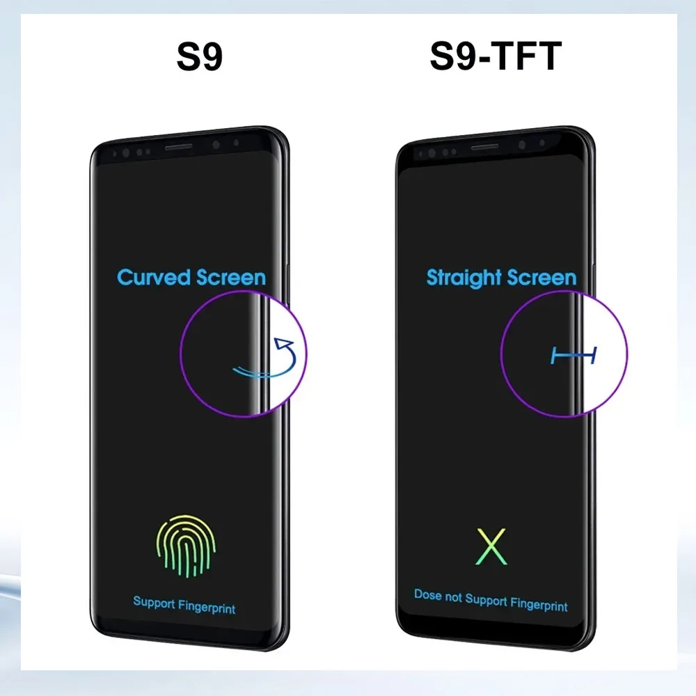 TFT S9 Display Screen for Samsung Galaxy S9 G960F G960F/DS Lcd Display Digital Touch Screen Assembly Replacement Part with Frame