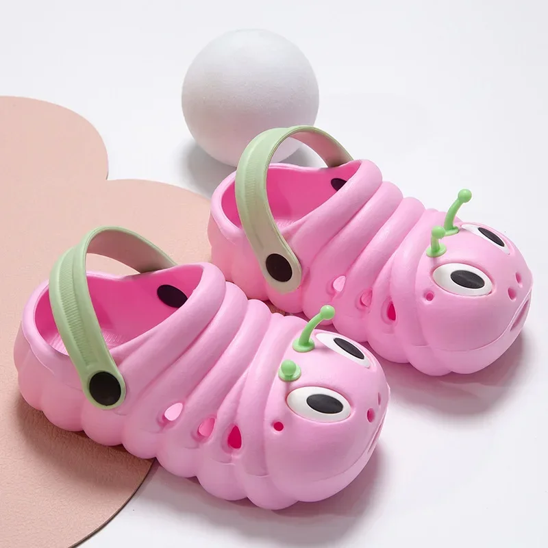 2024 Children Garden Shoes Cute Cartoon Caterpillar Beach Sandals Babies Summer Slippers High Quality Kids Slippers Flip Shoes