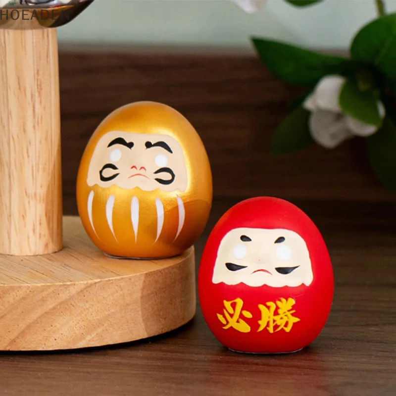 Japanese Ceramic Daruma Doll Crafts Inspired Wealth Prosperity Decor Lucky Charm Fortune Ornament Landscape Home Desk Decor