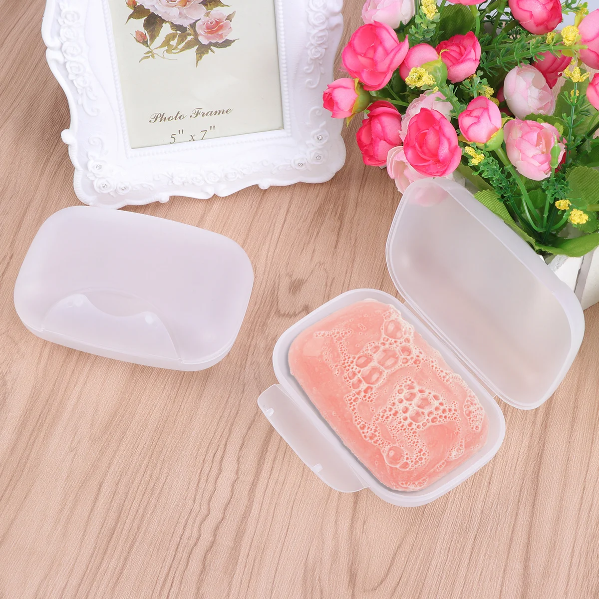 

2pcs Portable Box Compact Lightweight With Lock Travel Soap Container For Camping Hiking Outdoor Soap Dish Holder Case