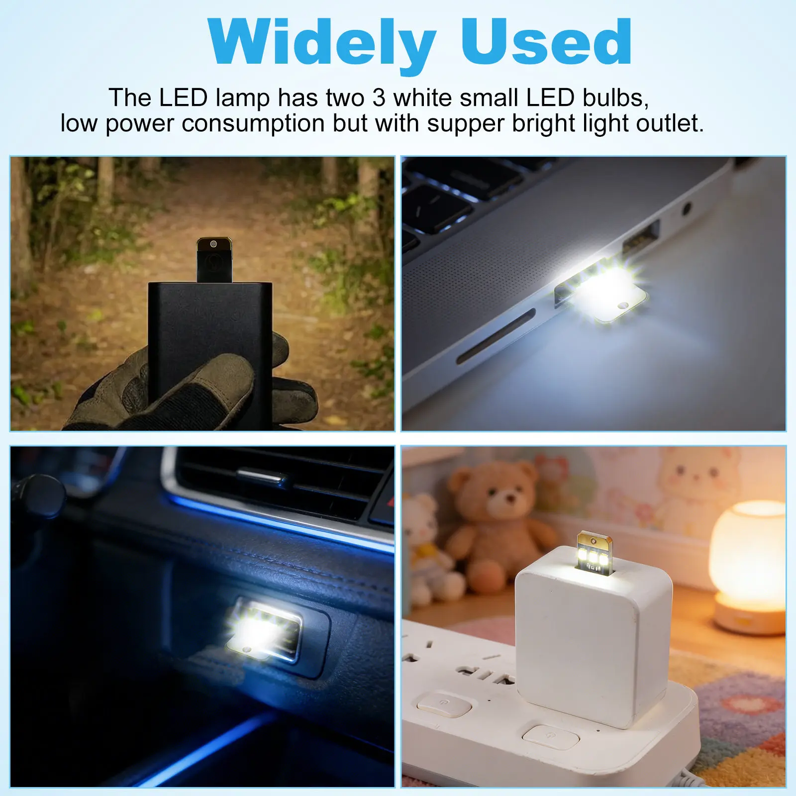 5Pcs USB Moving Power Bank Mini LED Keychain Lamp Ultra-Thin Portable Bright Reading Lamp Emergency Light Small LED Bulb view 2