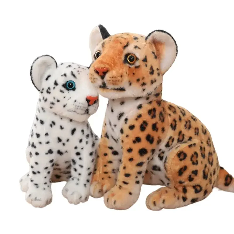 Simulation Snow Leopard Plush Toys Soft Stuffed Animal Pillow Animal Doll Yellow White Tiger Toys Home Sofa Decor Gift For Kids