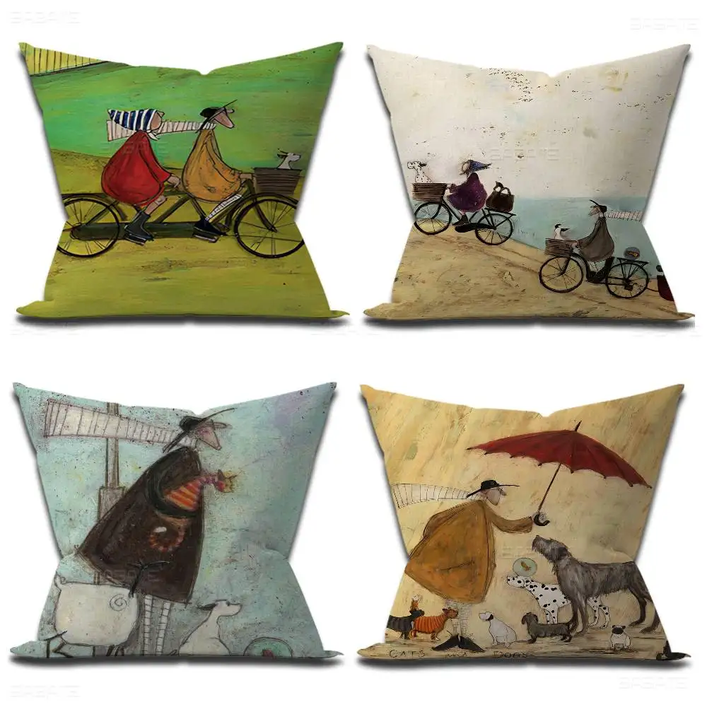 S-Sam-Toft Warm Illustration Cushion Cover Pillowcase Upholstery Sofa Throw Pillow Home Decor Pillowcas