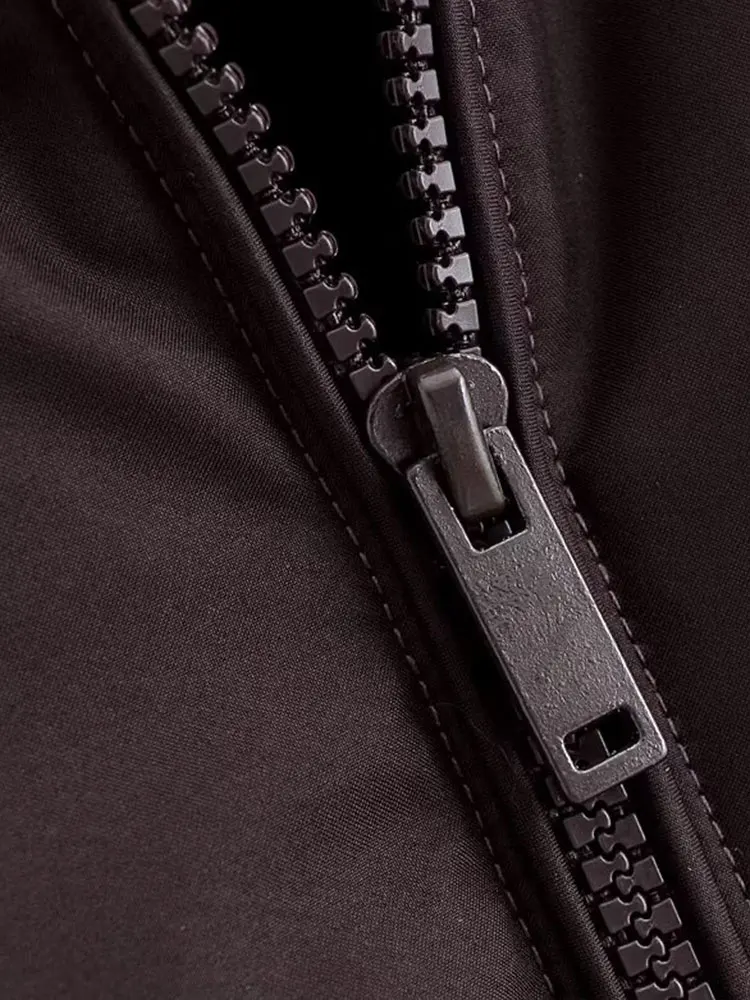 TFAFXY femmes Chic marron sans manches gilets poches zippées rembourré épais chaud manteaux mode 2025 automne hiver vêtements d'extérieur