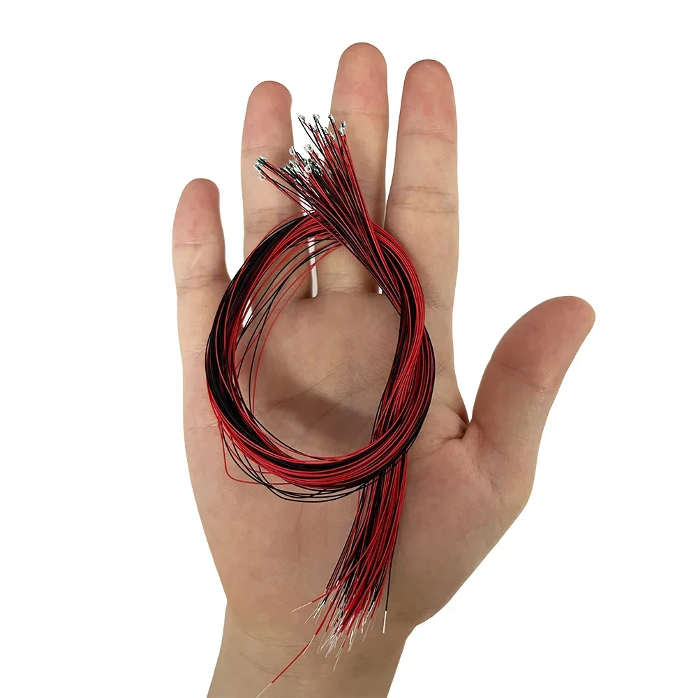 100 قطعة/الوحدة 0402 0603 0805 1206 Led SMD سلك لنموذج قطار HO N OO مقياس أحمر أسود خط ملحوم مسبقًا مايكرو ليتز ديوراما السكك الحديدية