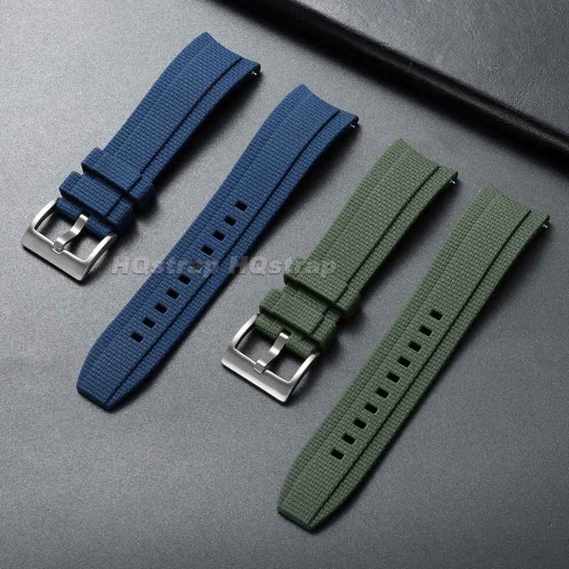 FKM-Gummi-Uhrenarmband mit gebogenem Ende, 20/21/22 mm, strukturierte Oberfläche, hochwertiges Fluorkautschuk-Armband für Seiko und Rolex, Schnellverschluss. – Detail 3