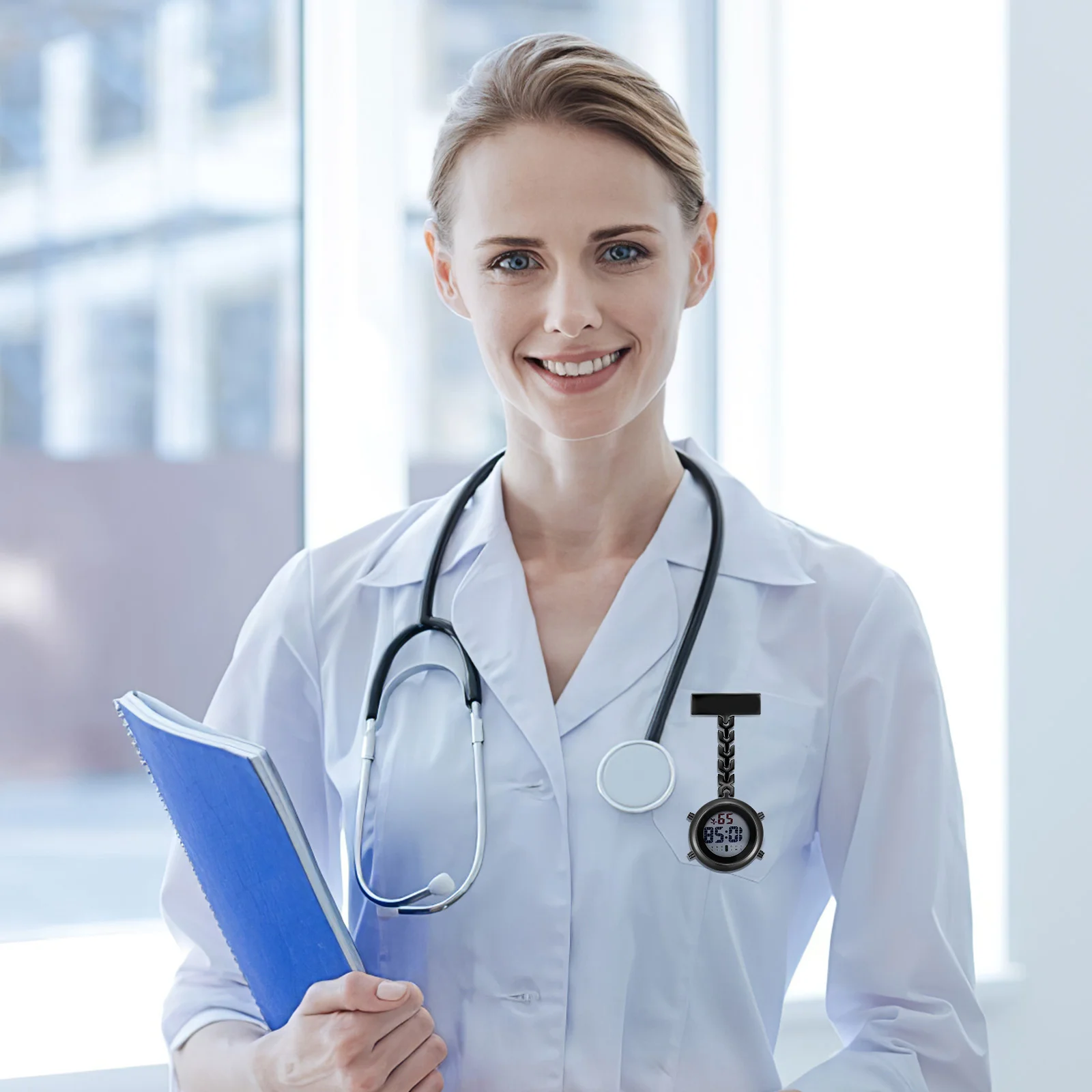 2 pcs Multifunctional Nurse Watch Alarm Timer Date 24-Hour Display Clip-On Design For Doctors Nursing Staff Portable Pocket