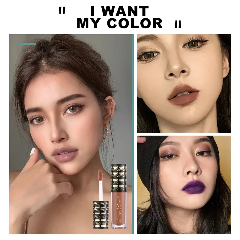 Heallor 12 Colors Matte Lipgloss Liquid Lipstick Makeup Lip Color Batom Long Lasting Sexy Red Pink Nude Lip Gloss Bulk